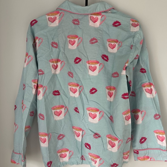 PJ Salvage Blue Pajama Top with Heart Mugs and Lips - Picture 2 of 7